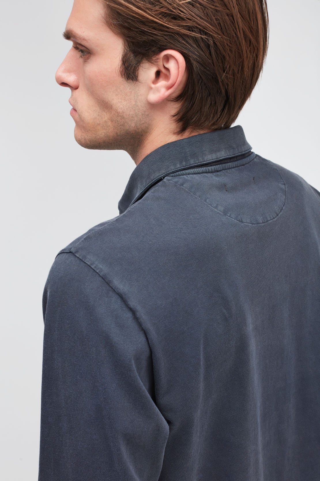 POLO L/S OLD DYE WASHED NAVY