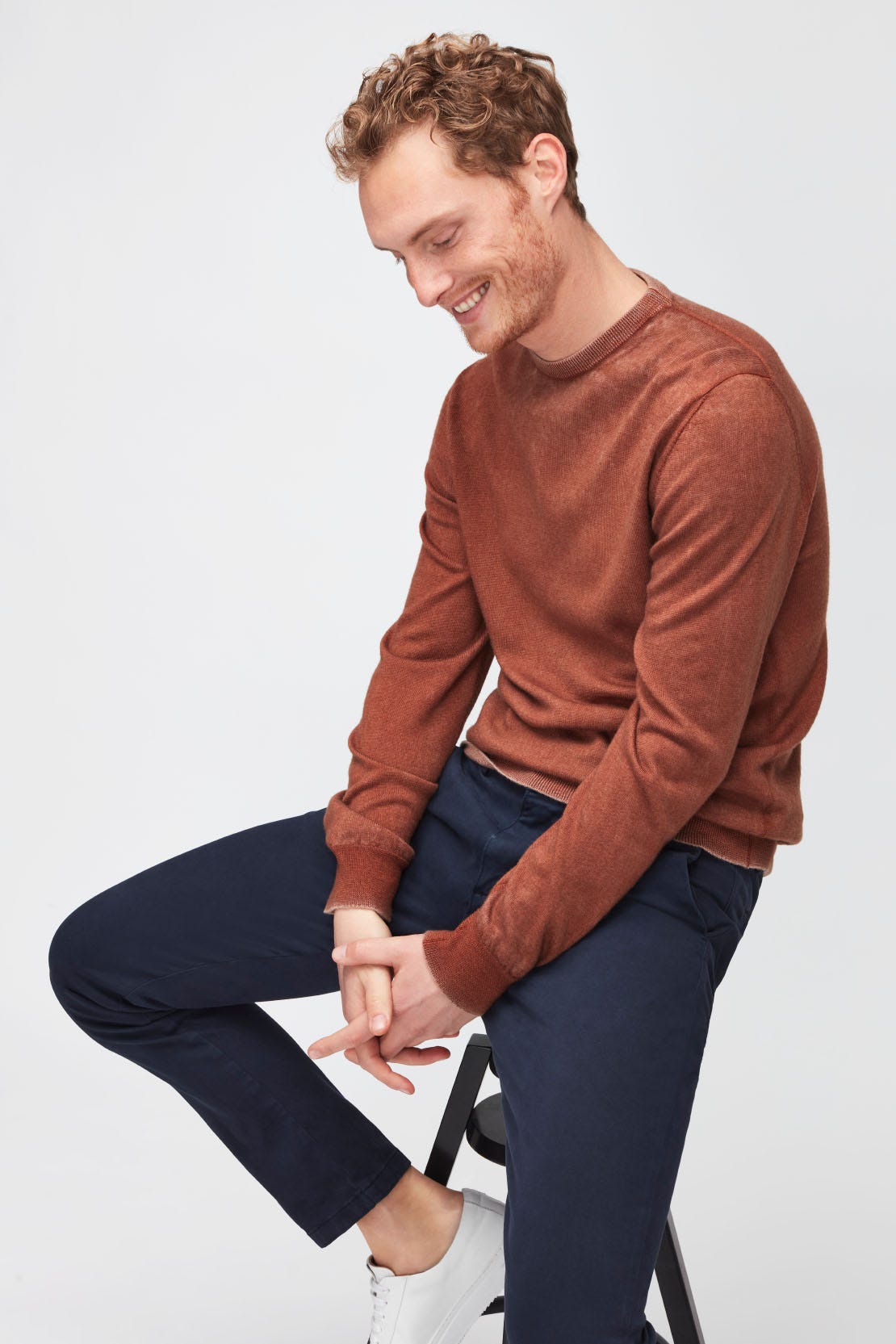 SWEATER CREW NECK MERINO FD BURNT ORANGE