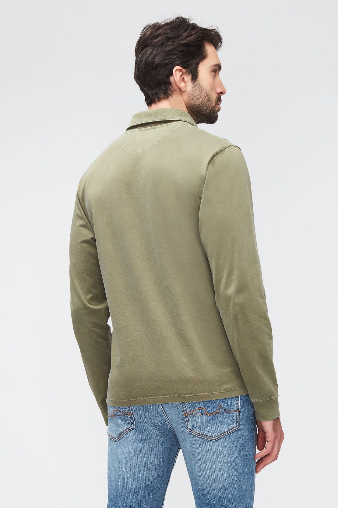 POLO L/S OLD DYE WASHED ARMY