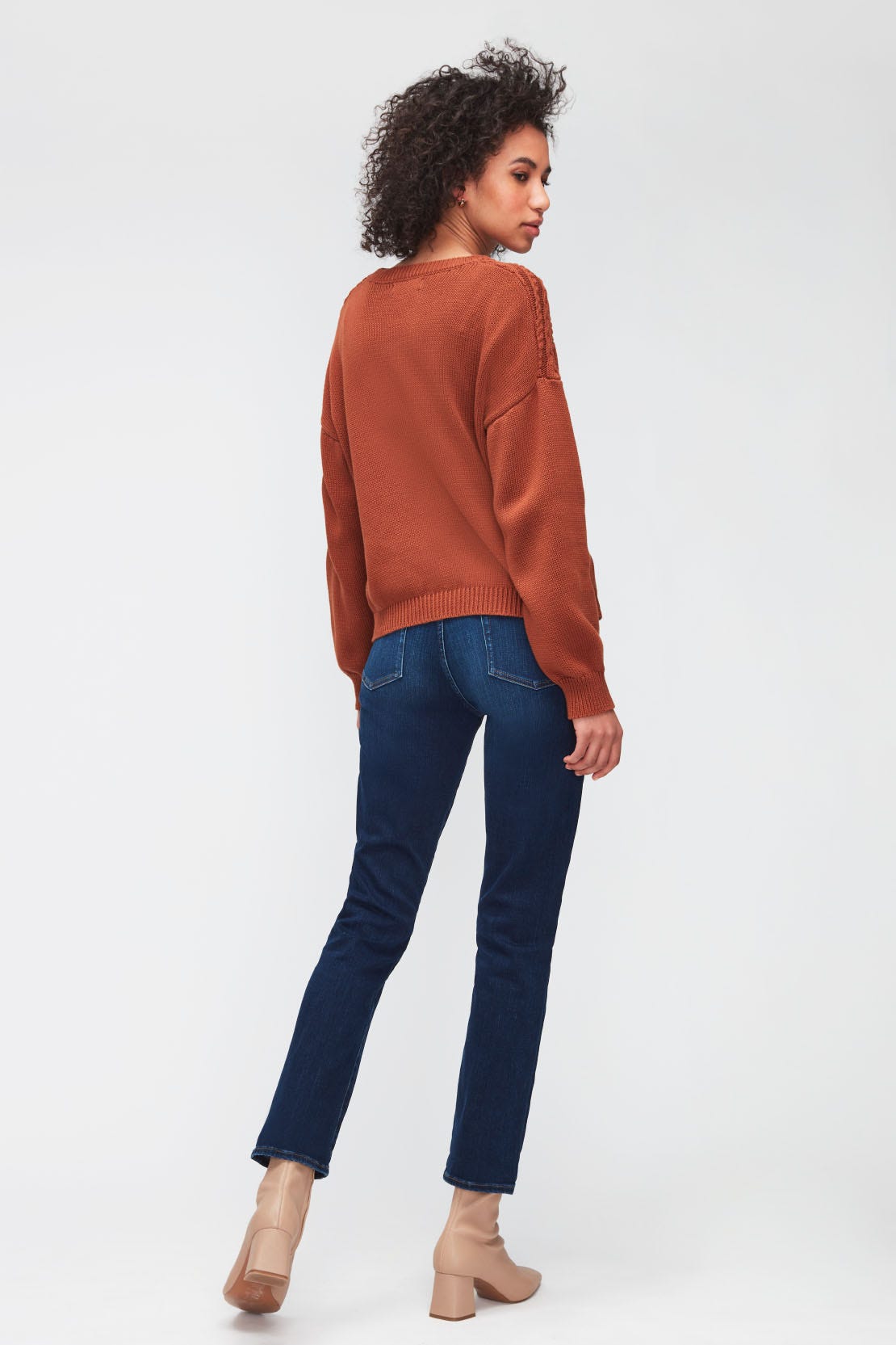 CABLE KNIT COTTON WOOL CINNAMON