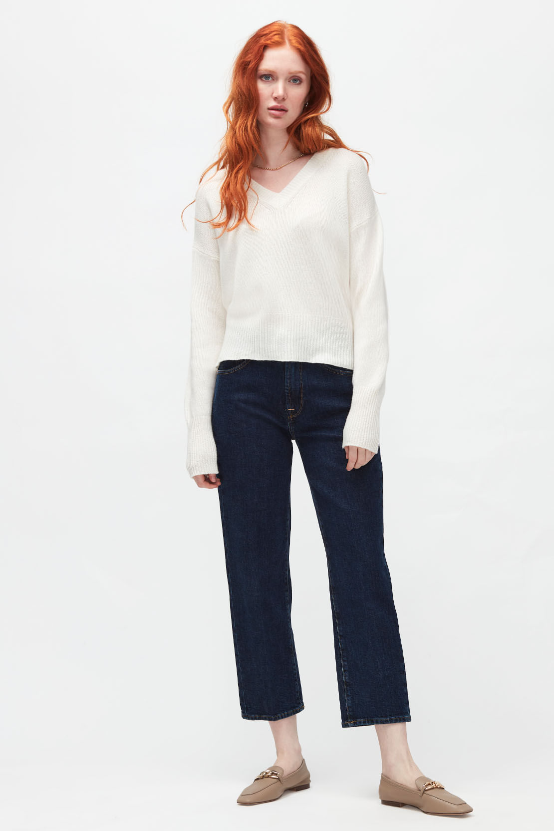 V-NECK CASHMERE WINTER WHITE