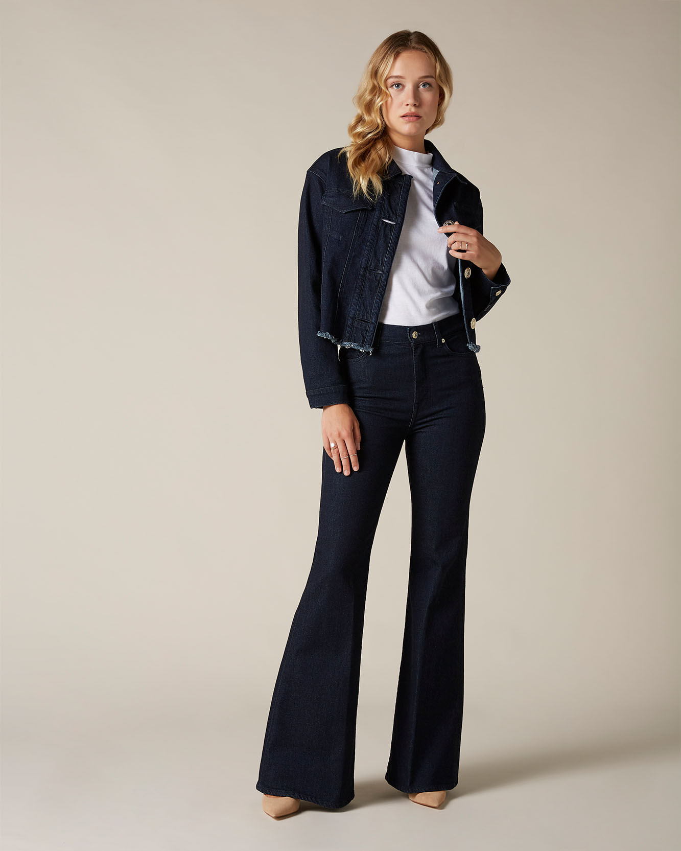 CALCA HW FLARE DENIM MINIMAL