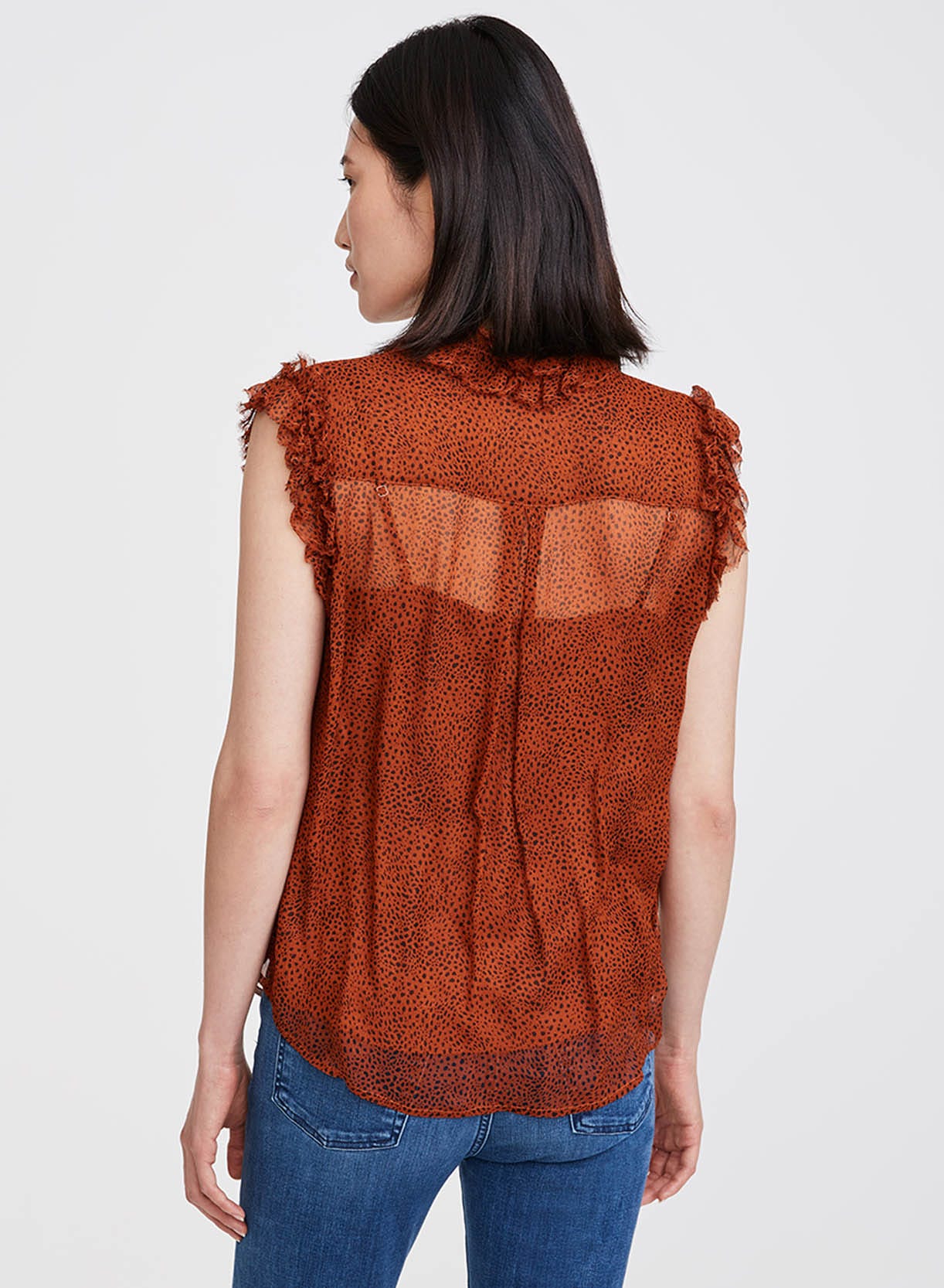 RUFFLE FRONT SLVLS IN MINI CHEETAH