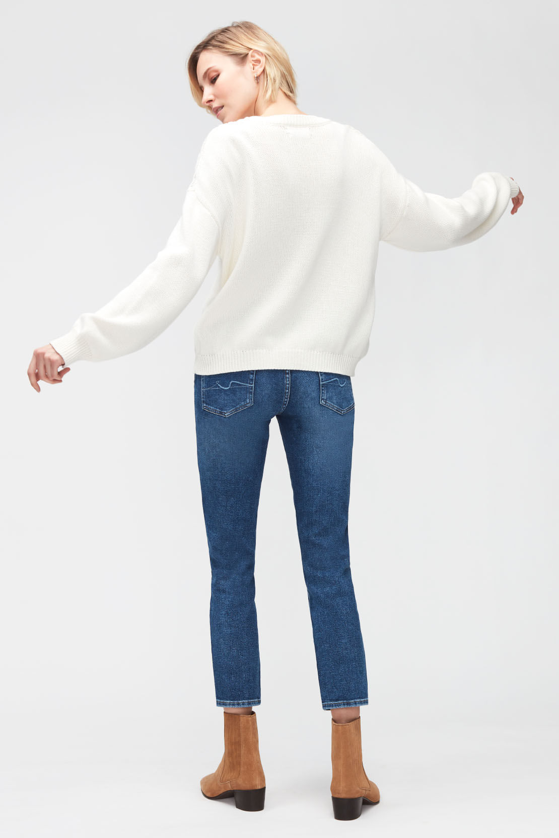 SWEATER CABLE KNIT COT WOOL WINTER WHITE