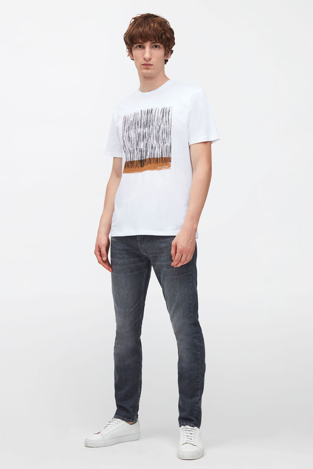 GRAPHIC TEE Abstract Brush White