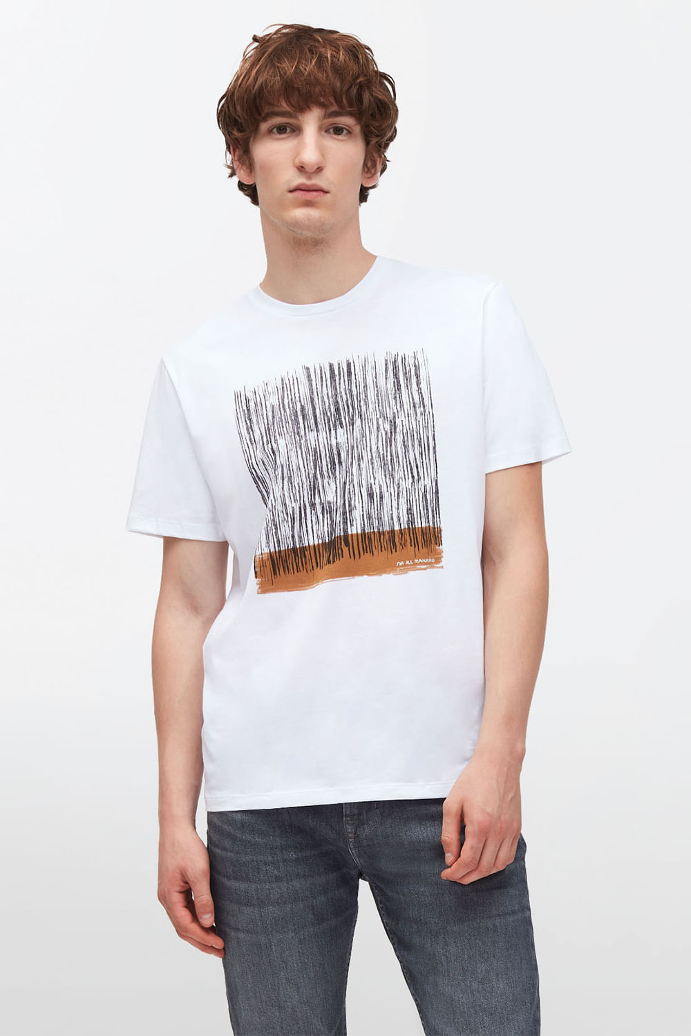 GRAPHIC TEE Abstract Brush White