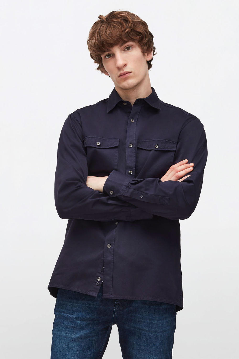 MILITARY SHIRT Cotton Navy