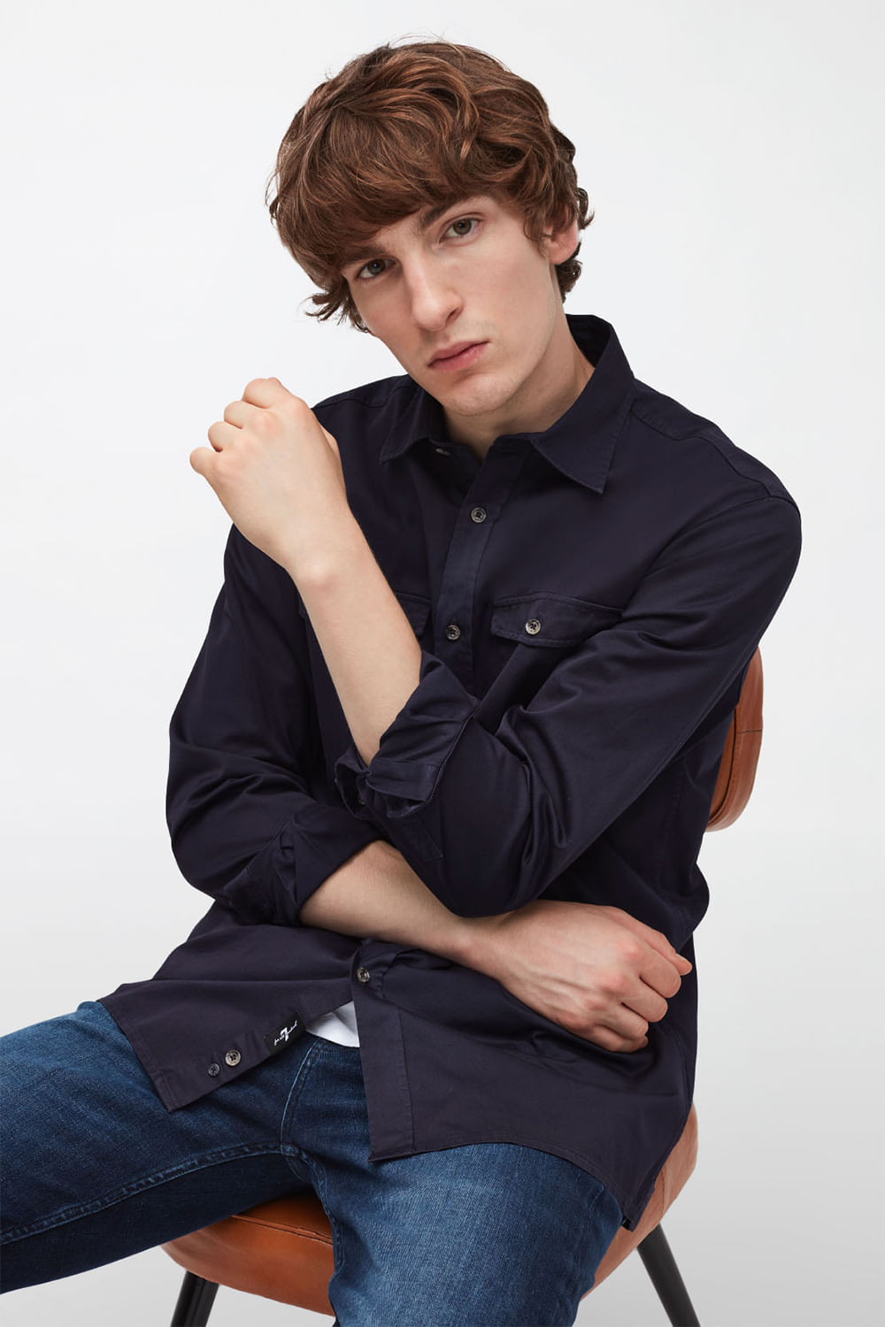 MILITARY SHIRT Cotton Navy