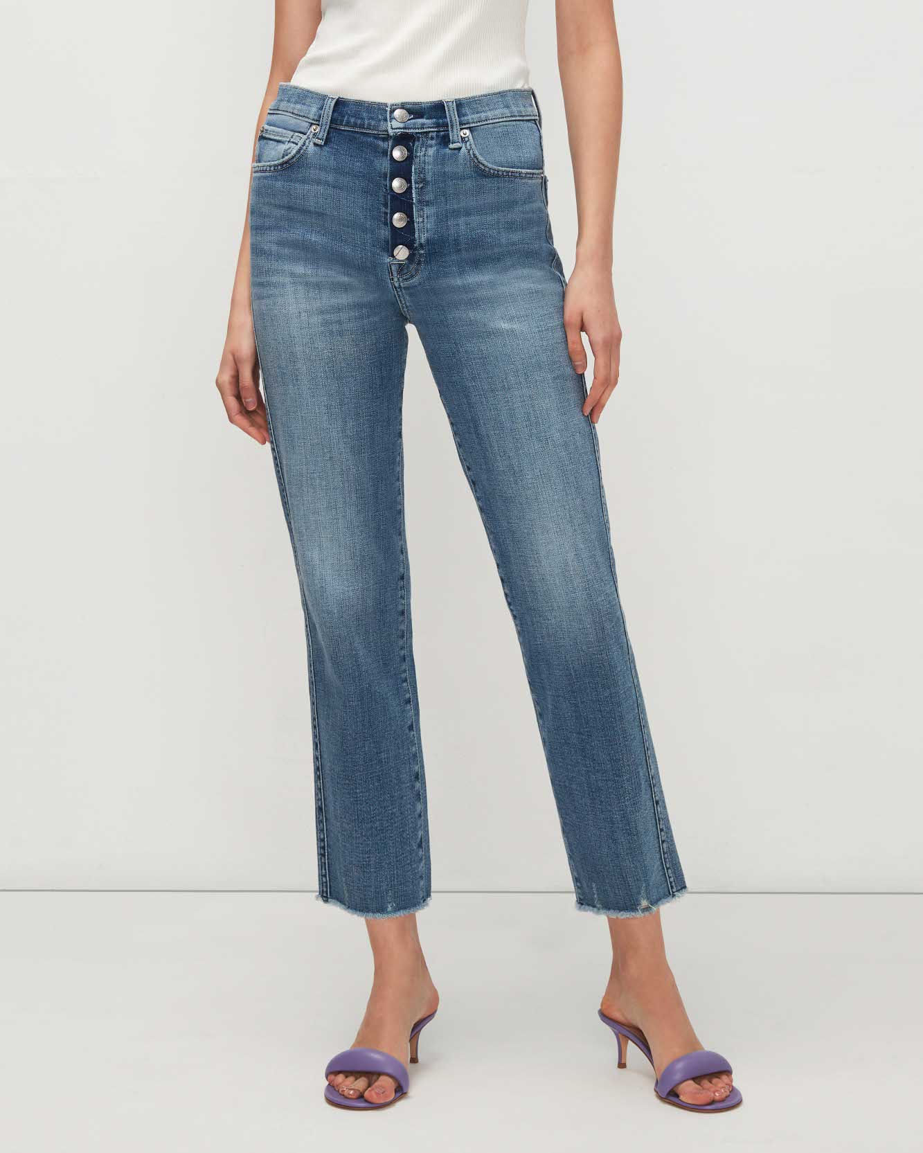 HIGH WAIST CROPPED STRAIGHT IN BROKEN TWILL AGAVE