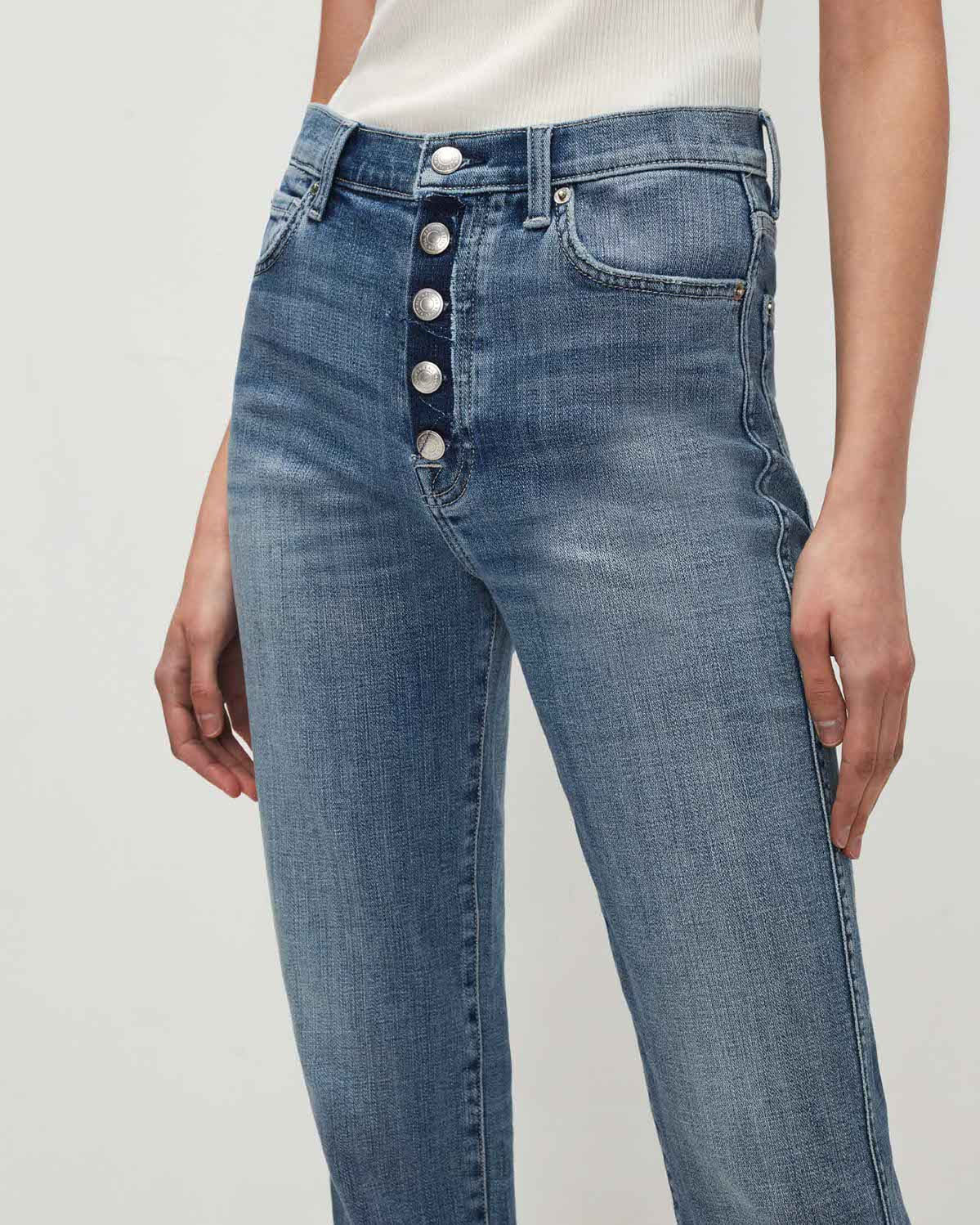 HIGH WAIST CROPPED STRAIGHT IN BROKEN TWILL AGAVE