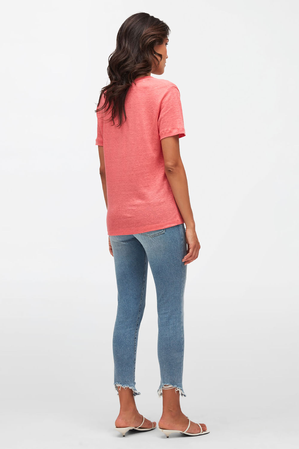 DEEP V NECK Linen Orange Red