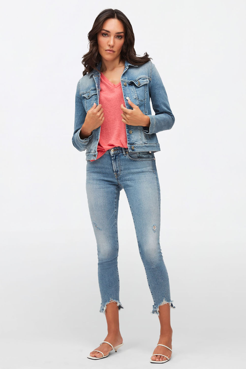 DEEP V NECK Linen Orange Red