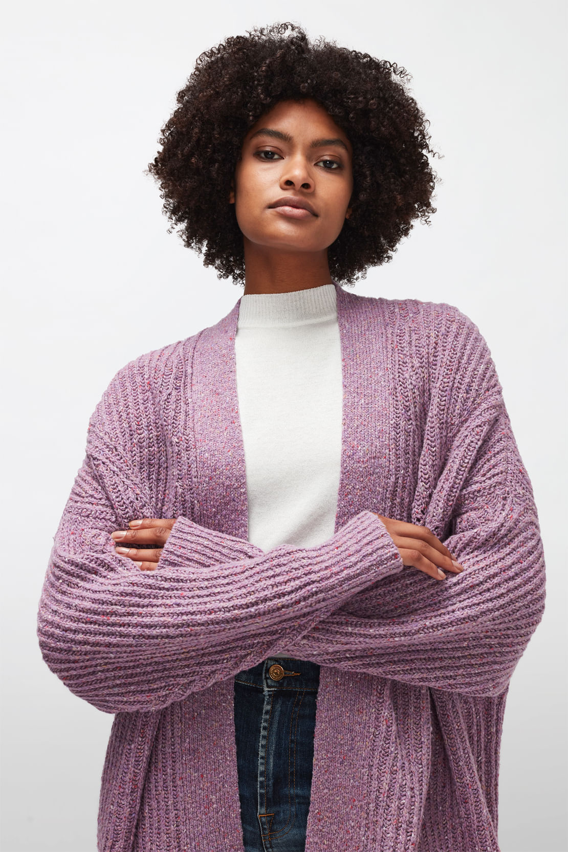 SPECKLED CARDIGAN Recycled Wool Iris