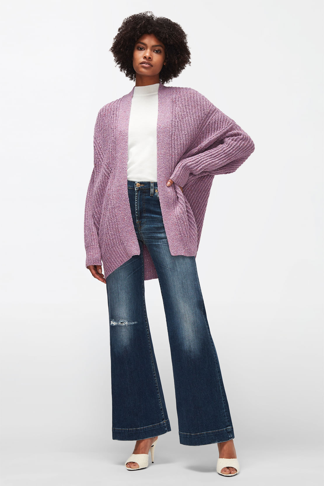 SPECKLED CARDIGAN Recycled Wool Iris