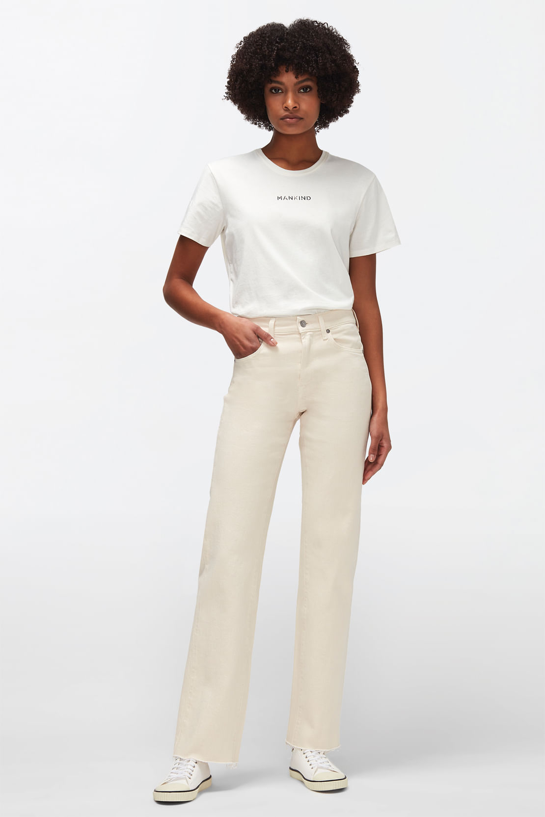 TESS TROUSER Winter White Raw Cut
