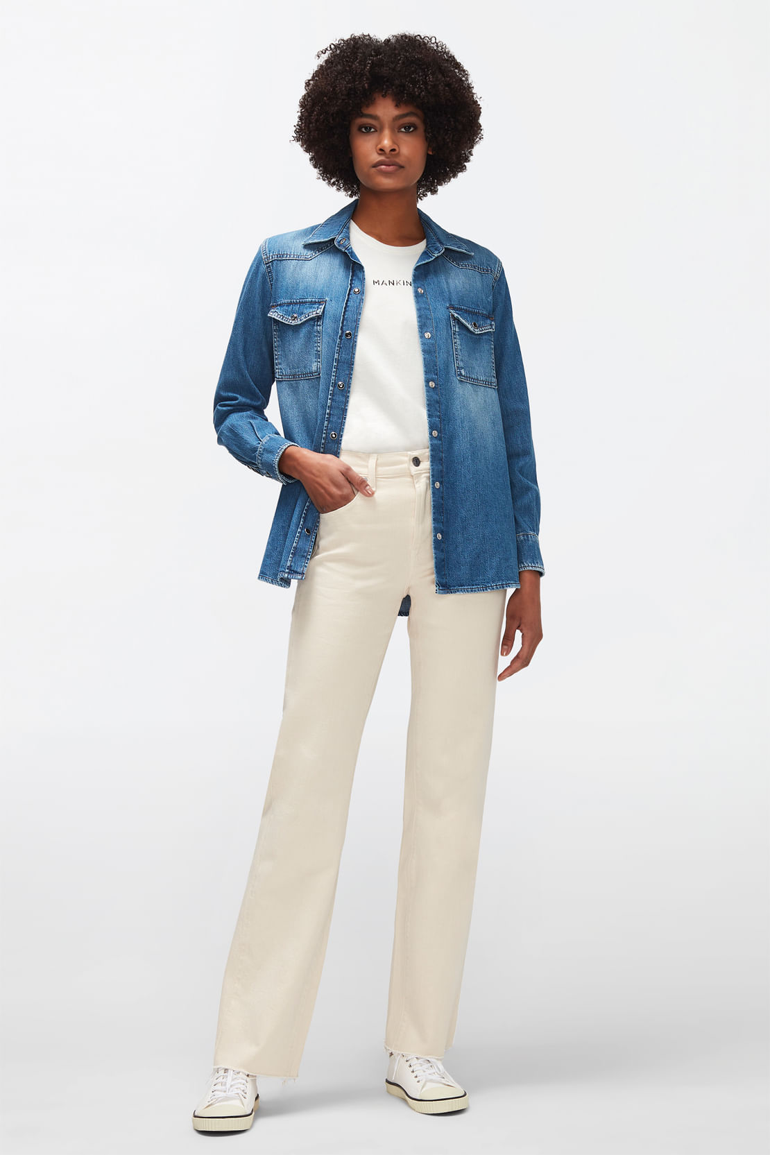 TESS TROUSER Winter White Raw Cut