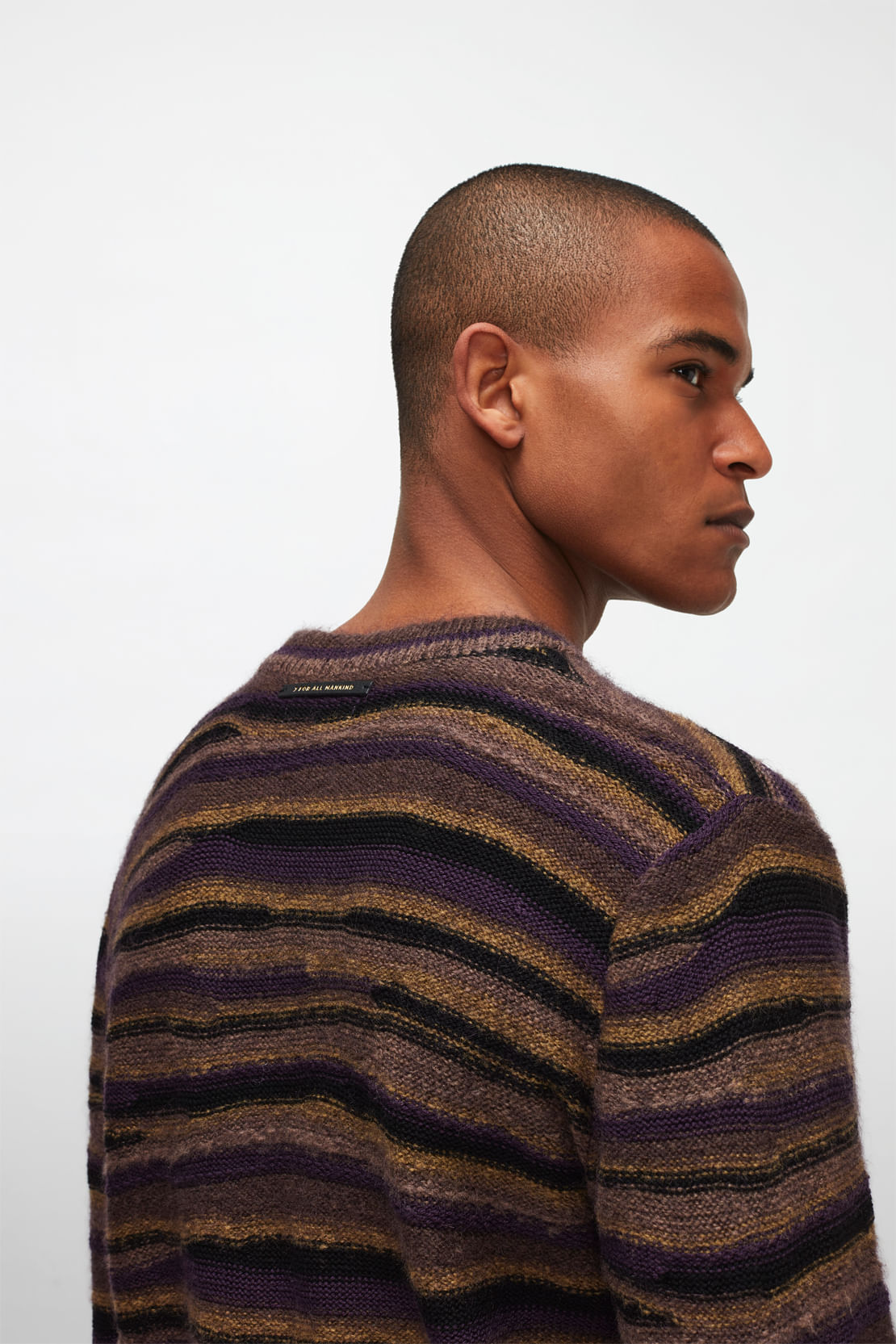 CREW NECK KNIT Stripy DyedPurple
