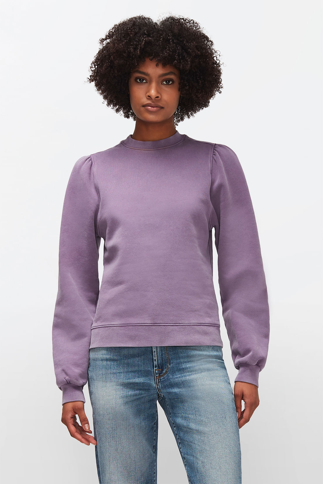 PUFF SLEEVES SWEAT Cotton Iris