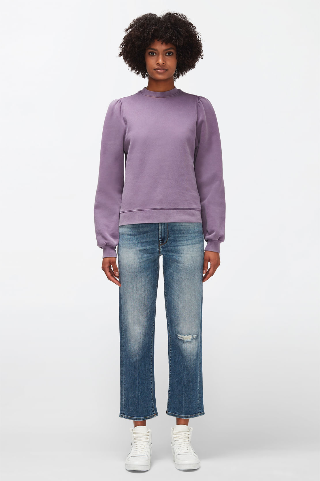 PUFF SLEEVES SWEAT Cotton Iris