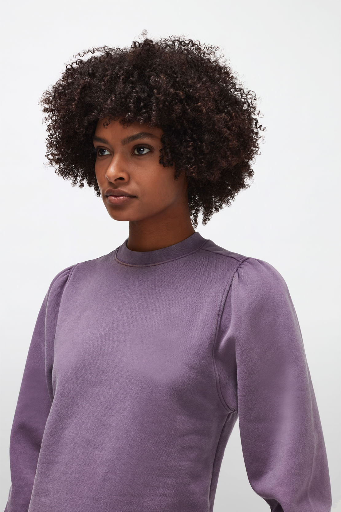 PUFF SLEEVES SWEAT Cotton Iris