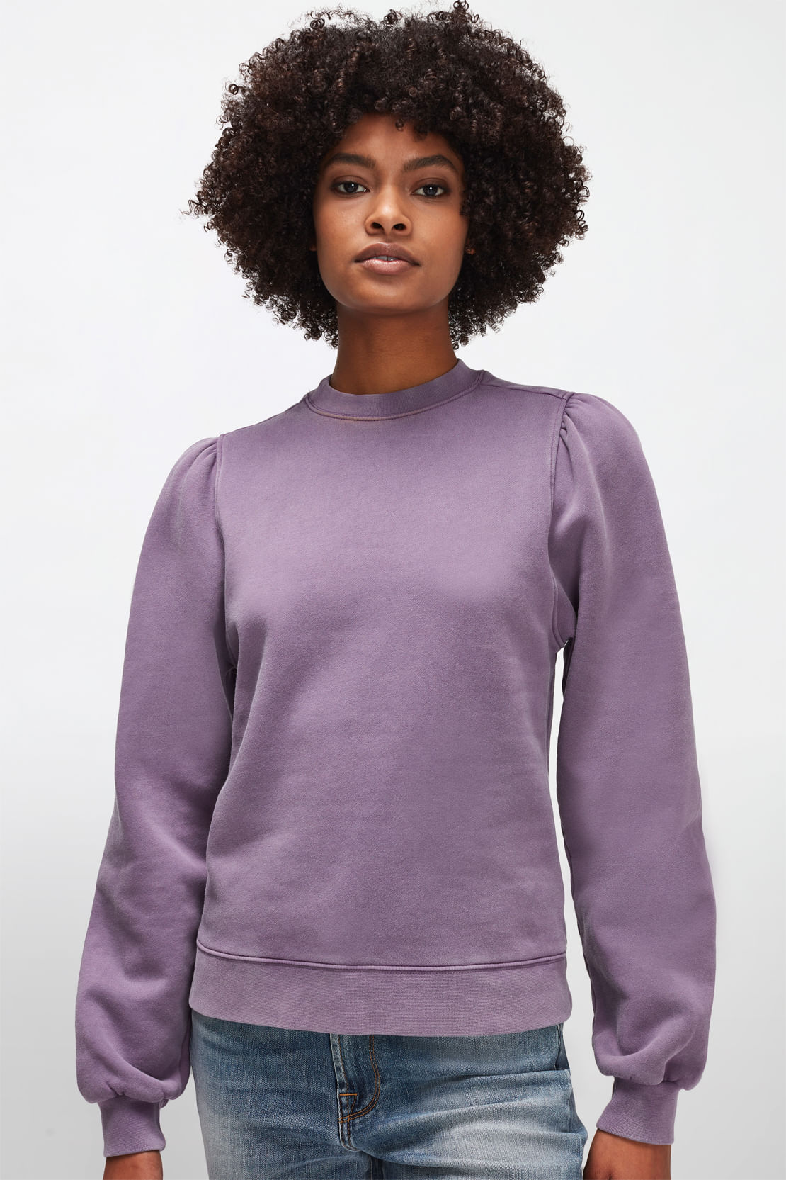 PUFF SLEEVES SWEAT Cotton Iris