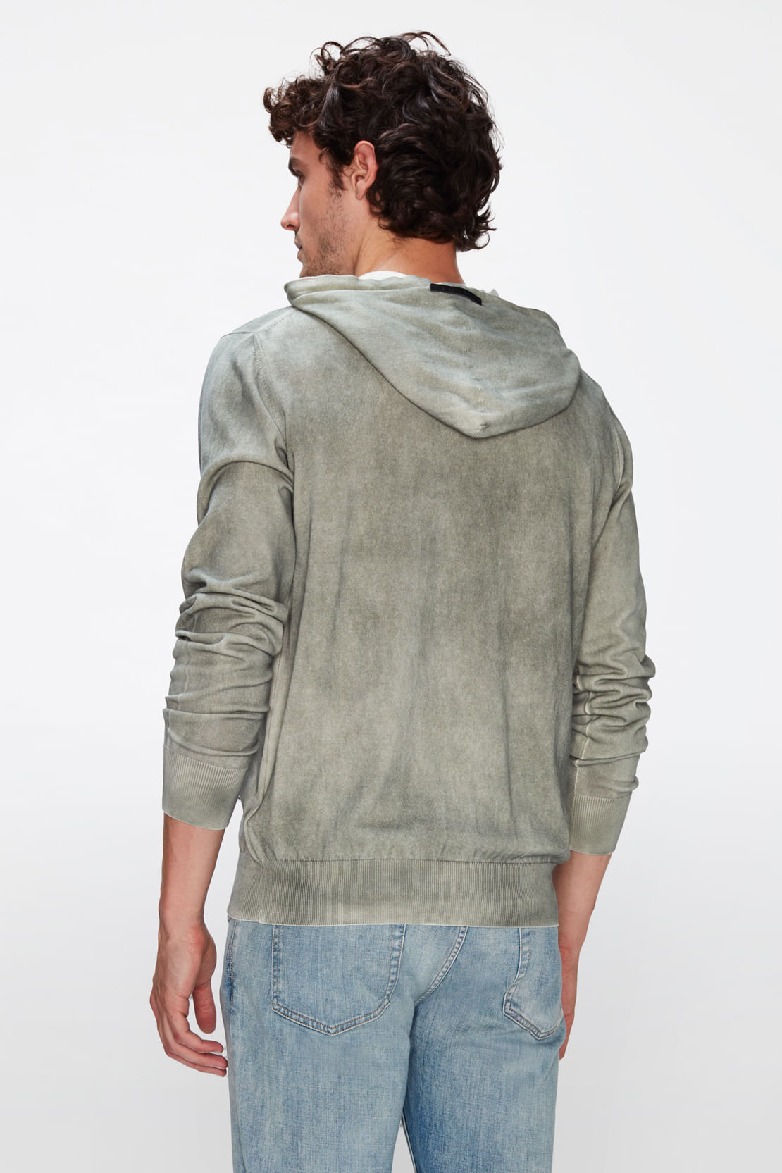 HOODIE COTTON KNIT TREATED THYME