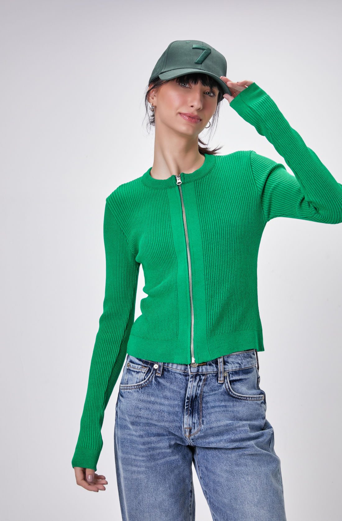 ROMA ZIP CARDIGAN DEEP FOREST