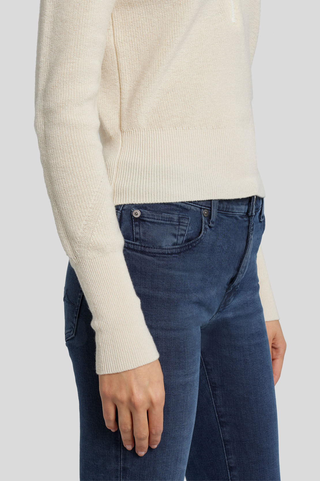 ZIP POLO SWEATER WOOL COT CREAM