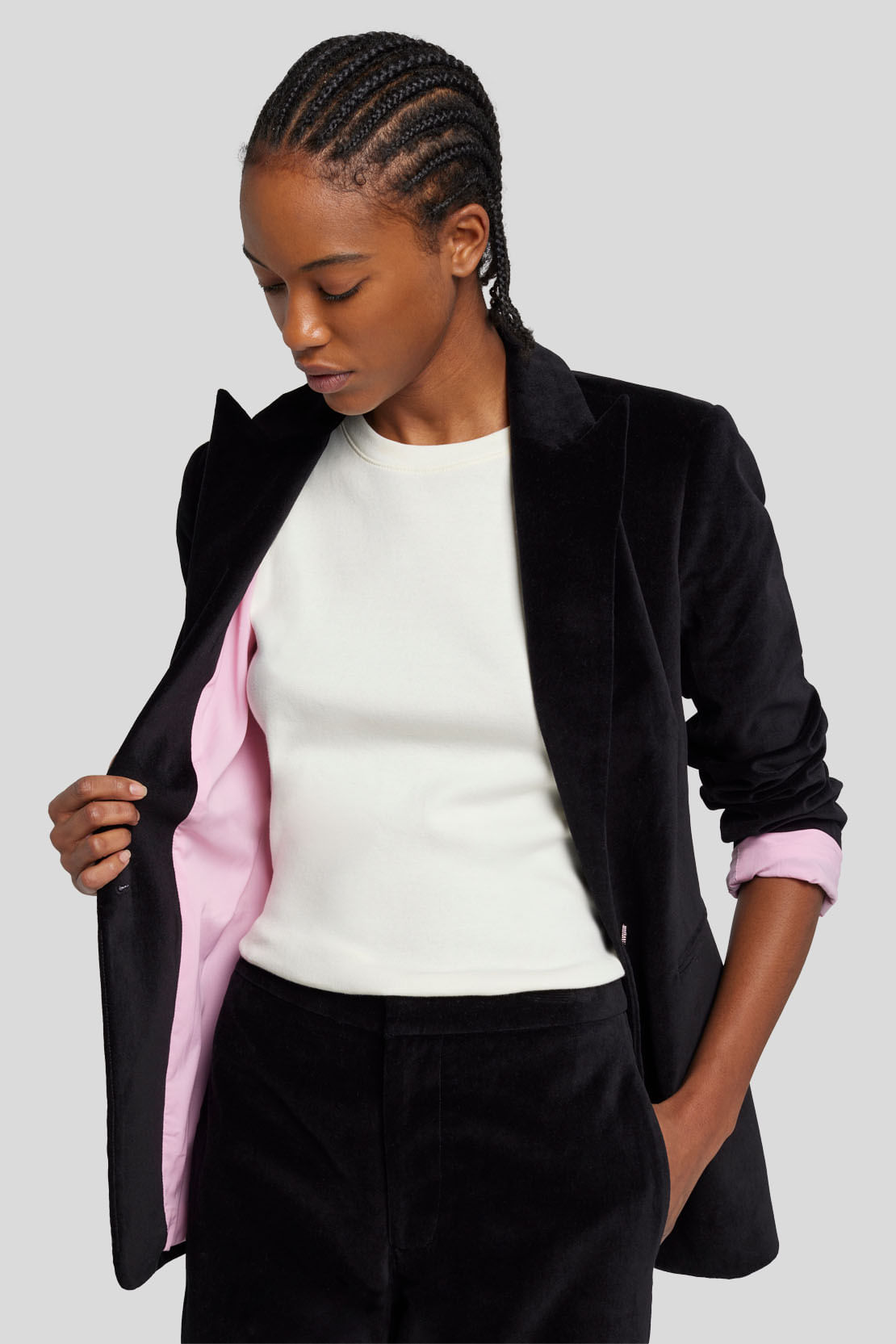 VELVET BLAZER COTTON BLACK