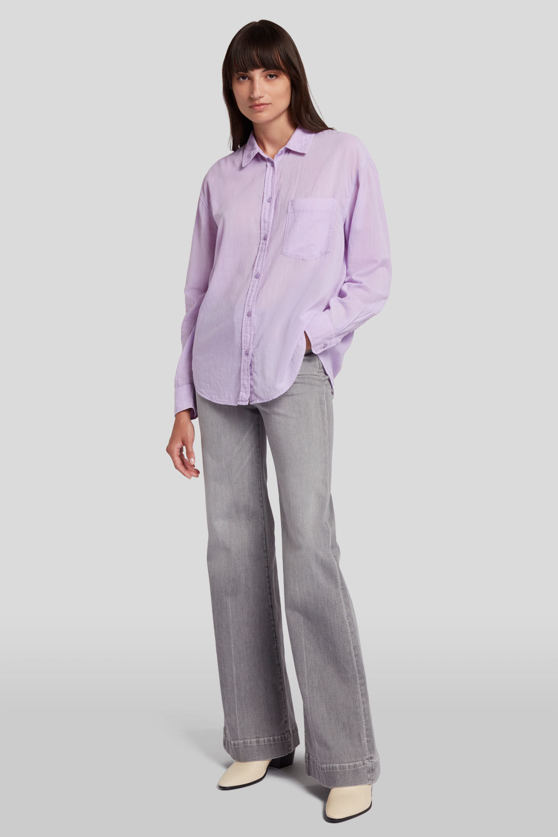 VOILE BUTTON DOWN LAVENDER