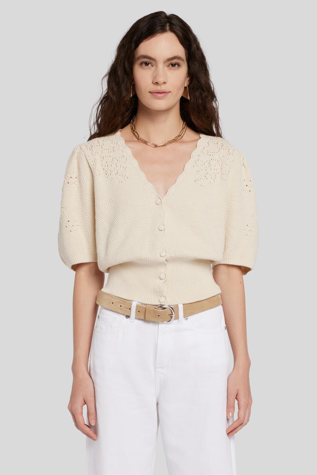 WESTERN CARDIGAN POINTELLE BONE