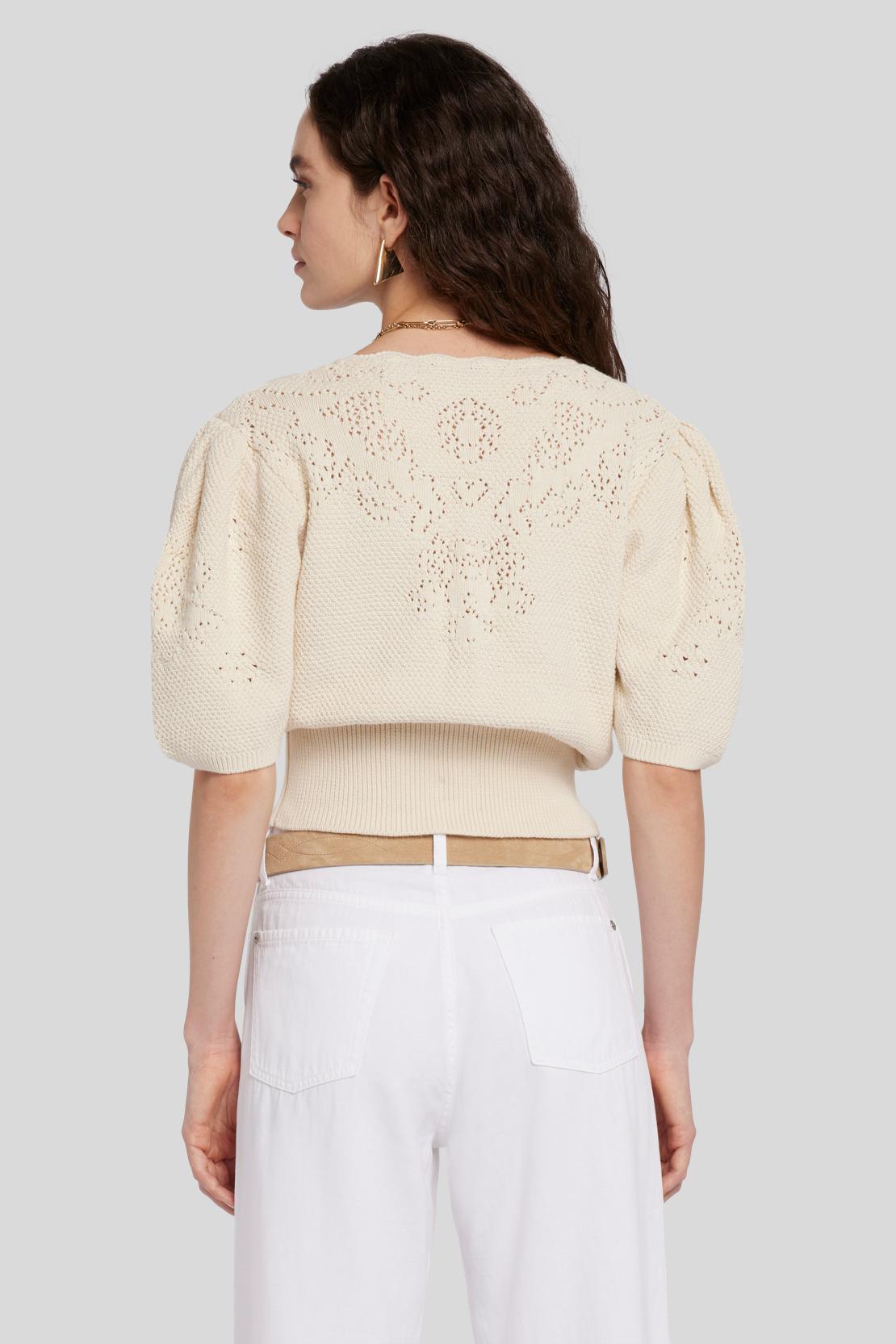 WESTERN CARDIGAN POINTELLE BONE