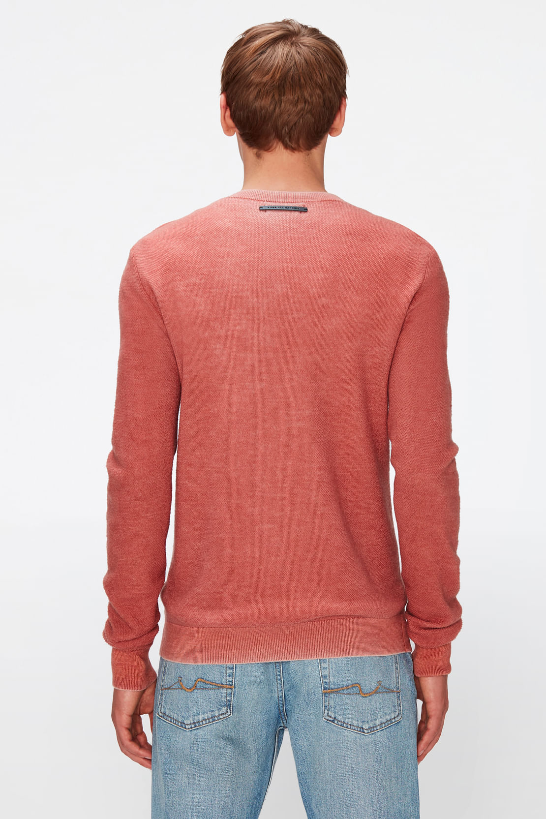 CREW NECK KNIT TEXTU MERINO BURNT BRICK