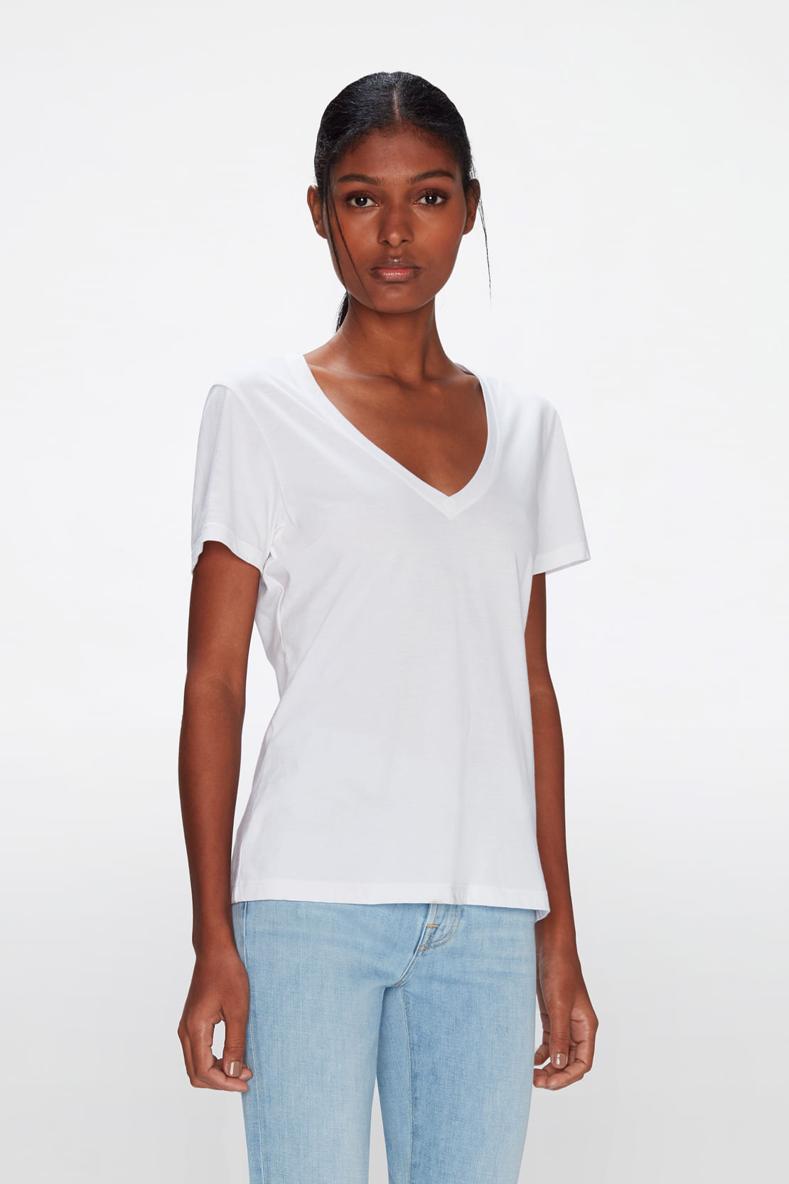 EASY V NECK COTTON OPTIC WHITE