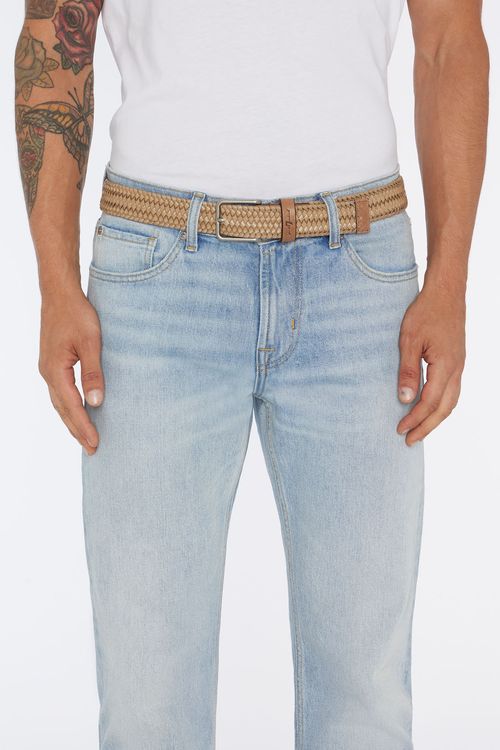 WOVEN BELT LEATHER TAUPE
