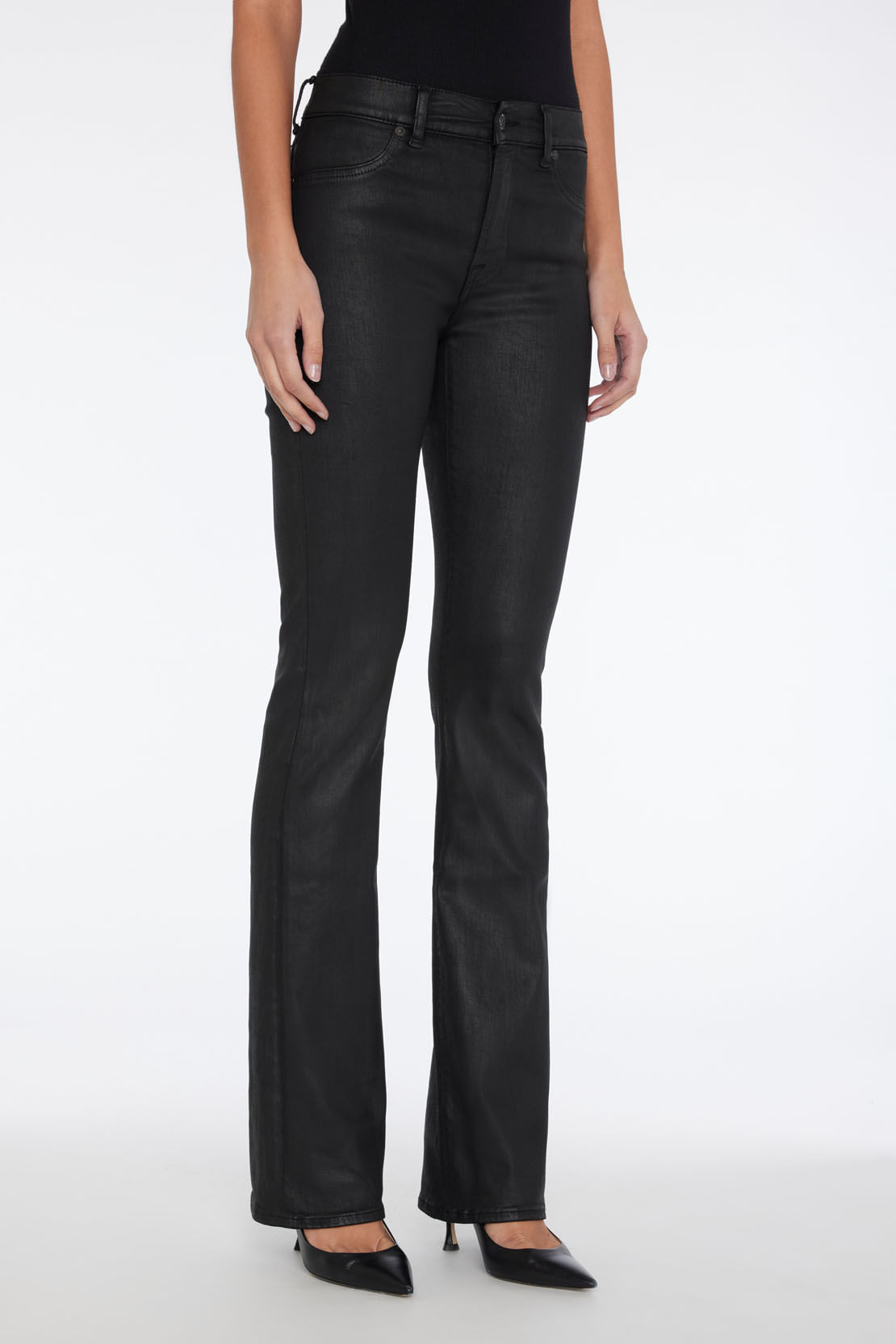BOOTCUT COATED STRETCH BLACK