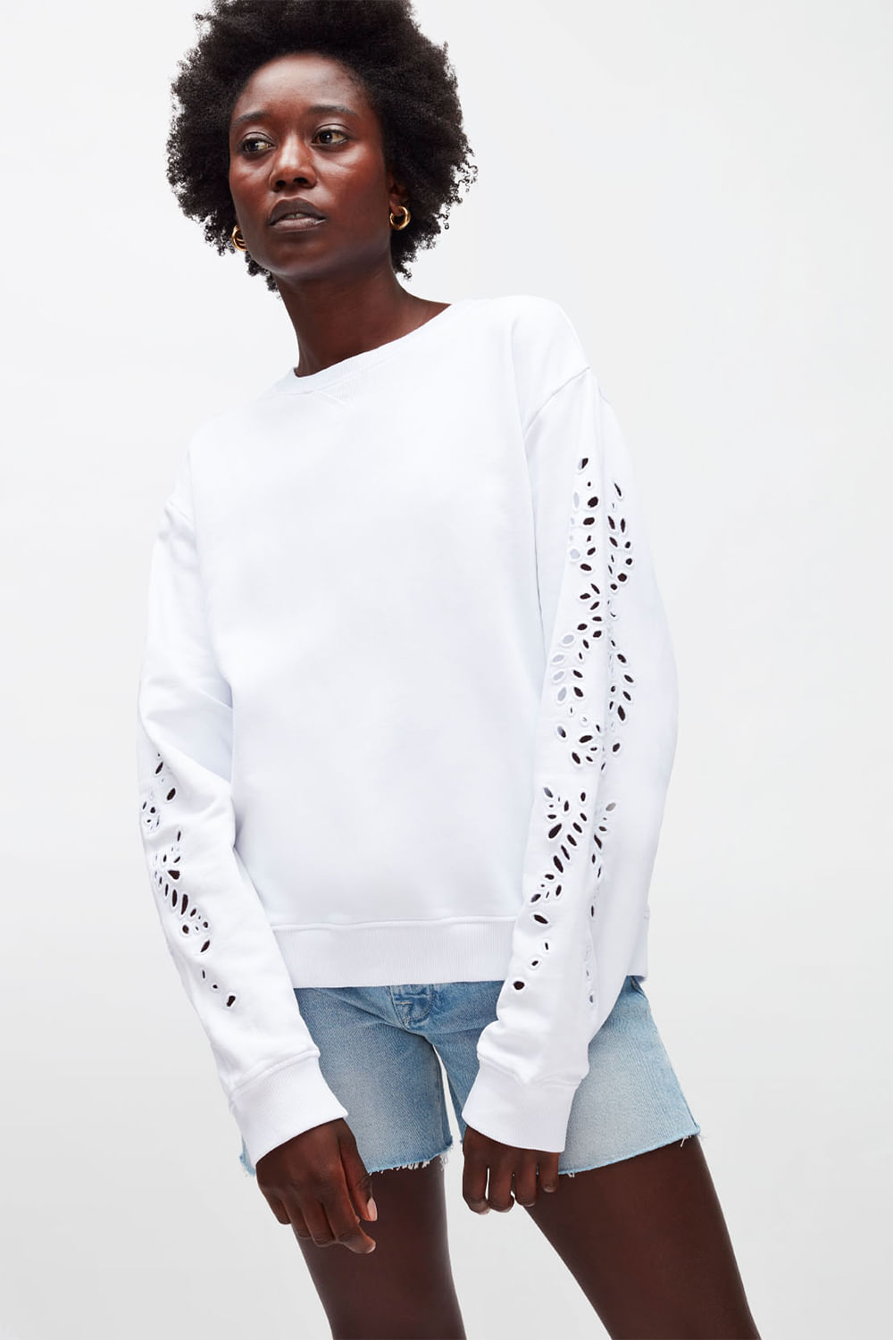 EYELET SWEAT COTTON WHITE