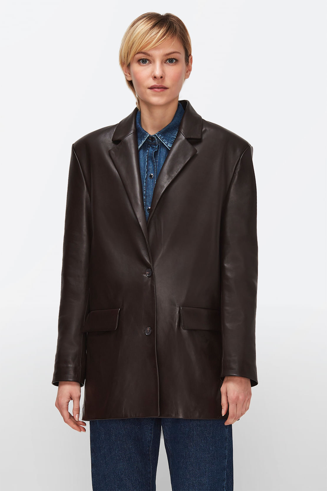 LEATHER BLAZER Leather Dark Roast