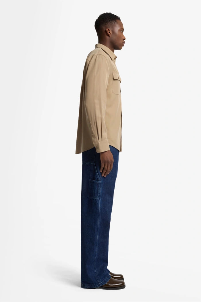 MILITARY SHIRT LYOCELL TAUPE WITH POCKETS