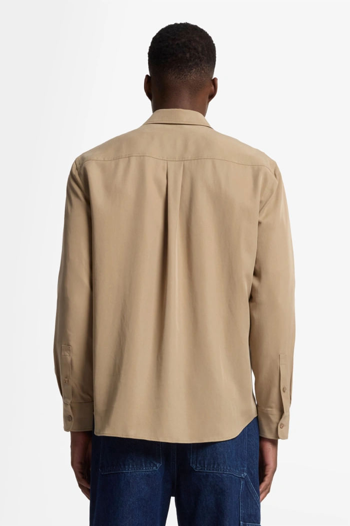 MILITARY SHIRT LYOCELL TAUPE WITH POCKETS