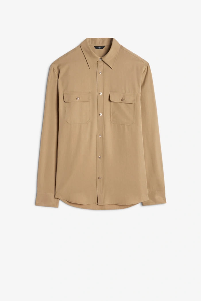 MILITARY SHIRT LYOCELL TAUPE WITH POCKETS