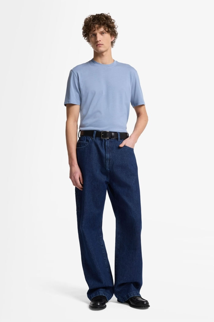 CREWNECK S S TEE COTTON SLATE BLUE