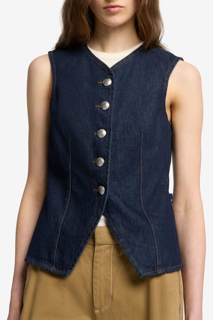 LADY VEST SMOOVE WITH EXPOSED BUTTONS