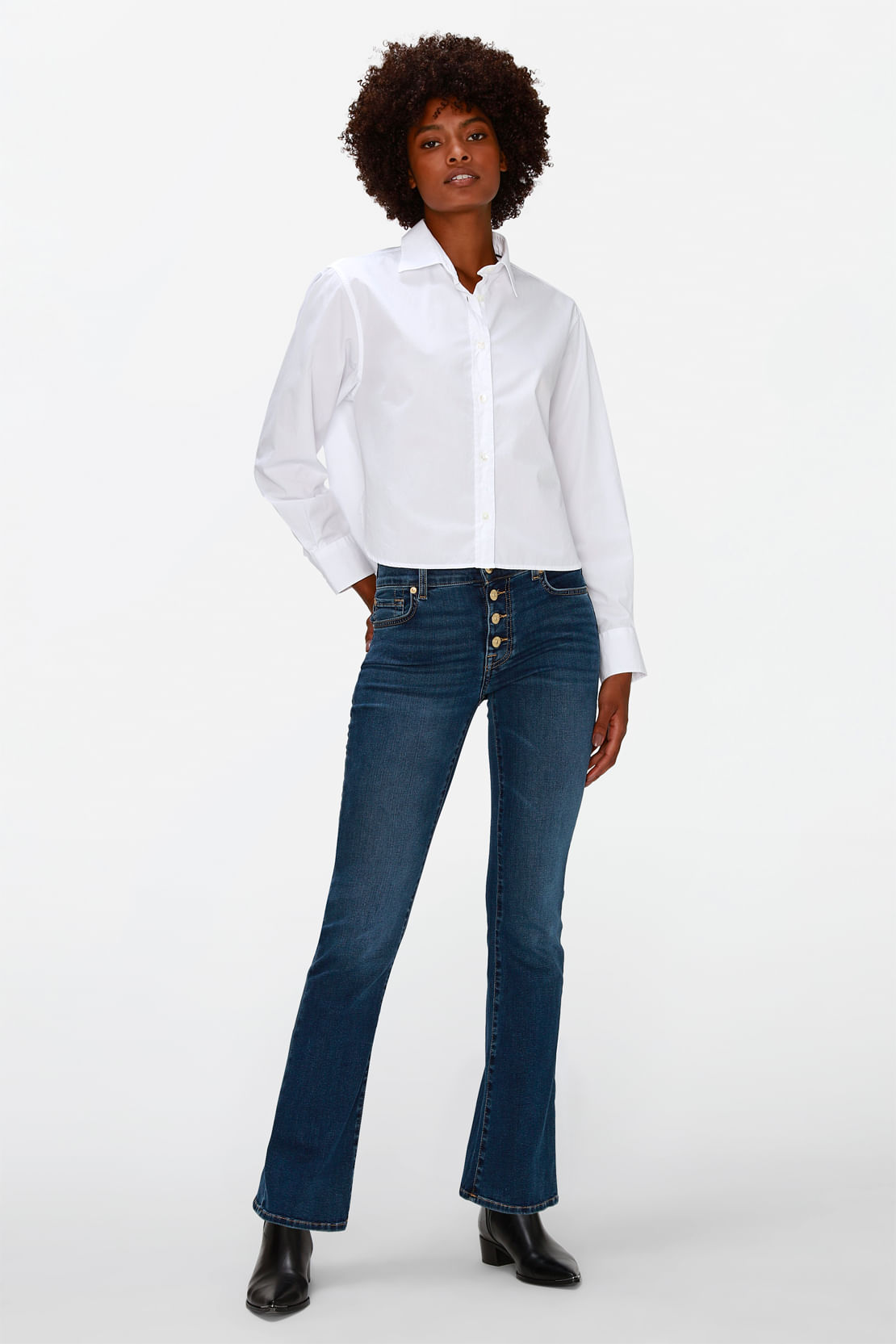 BOOTCUT TAILORLESS BAIR ECO DUCHESS WITH EXPOSED BUTTONS