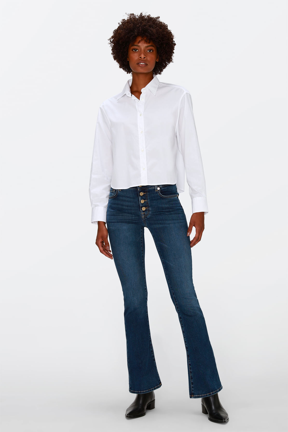 BOOTCUT TAILORLESS BAIR ECO DUCHESS WITH EXPOSED BUTTONS