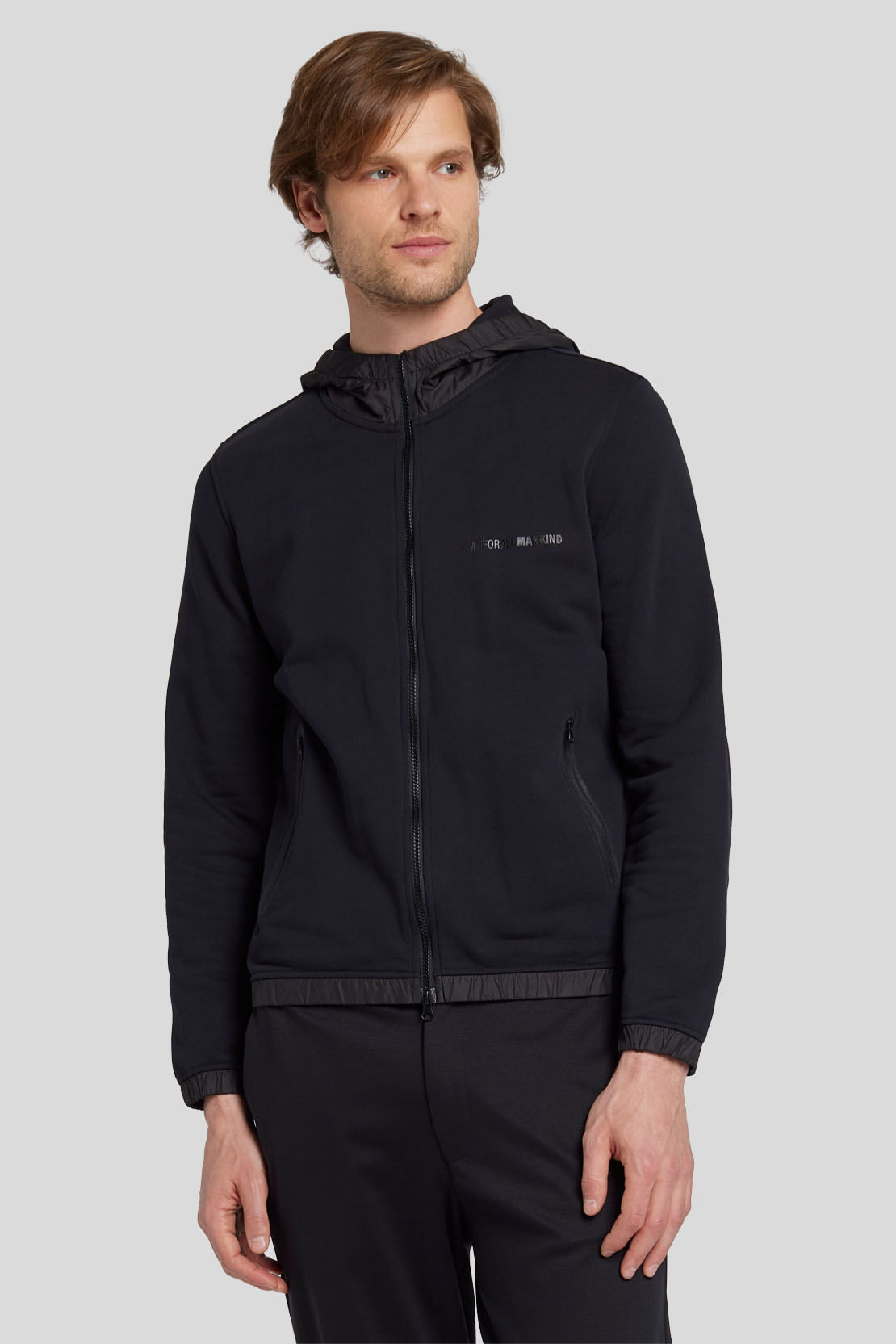 HOODIE ZIP COTTON ELASTANE BLACK