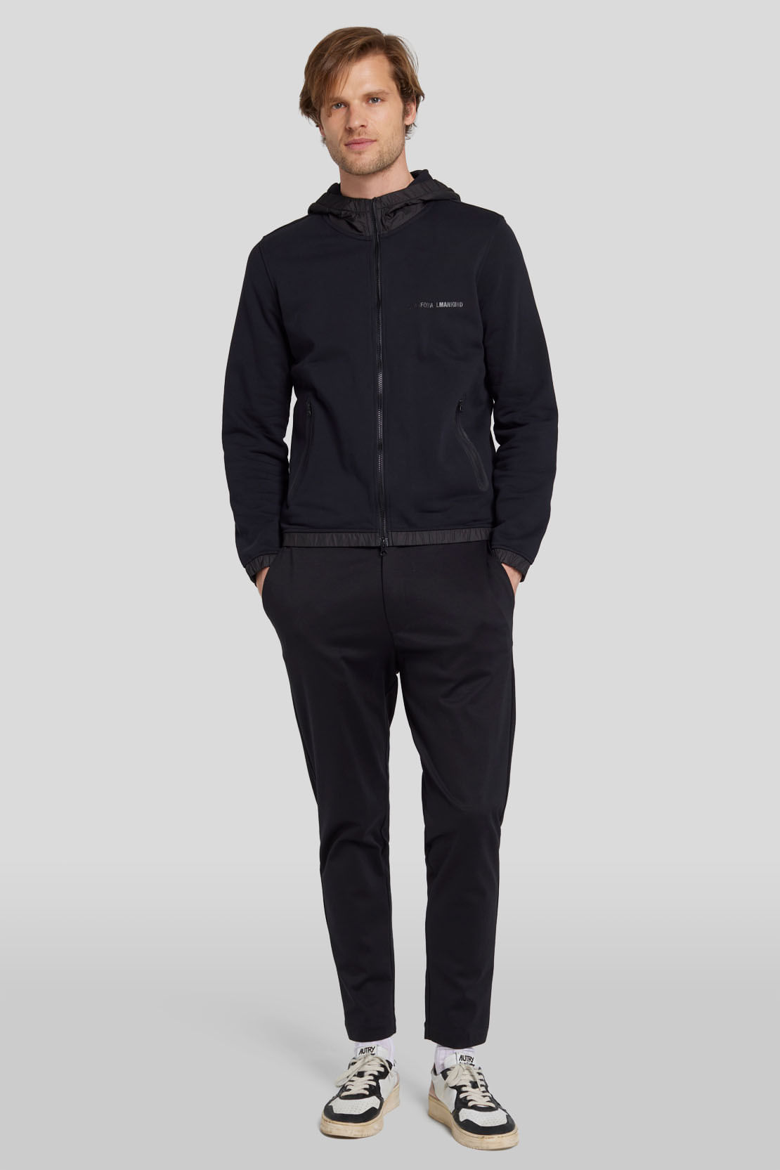 HOODIE ZIP COTTON ELASTANE BLACK