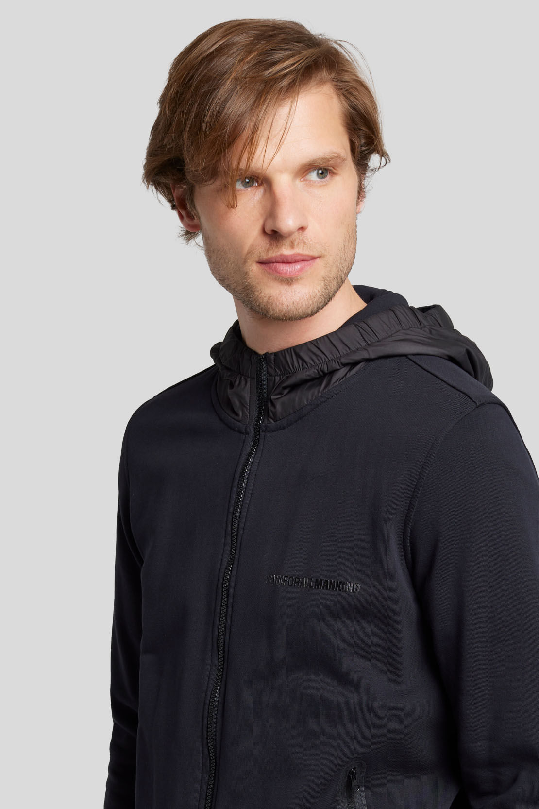 HOODIE ZIP COTTON ELASTANE BLACK