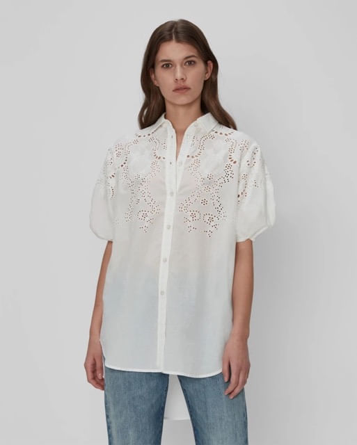 PUFF SLEEVE TUNIC IN WHITE