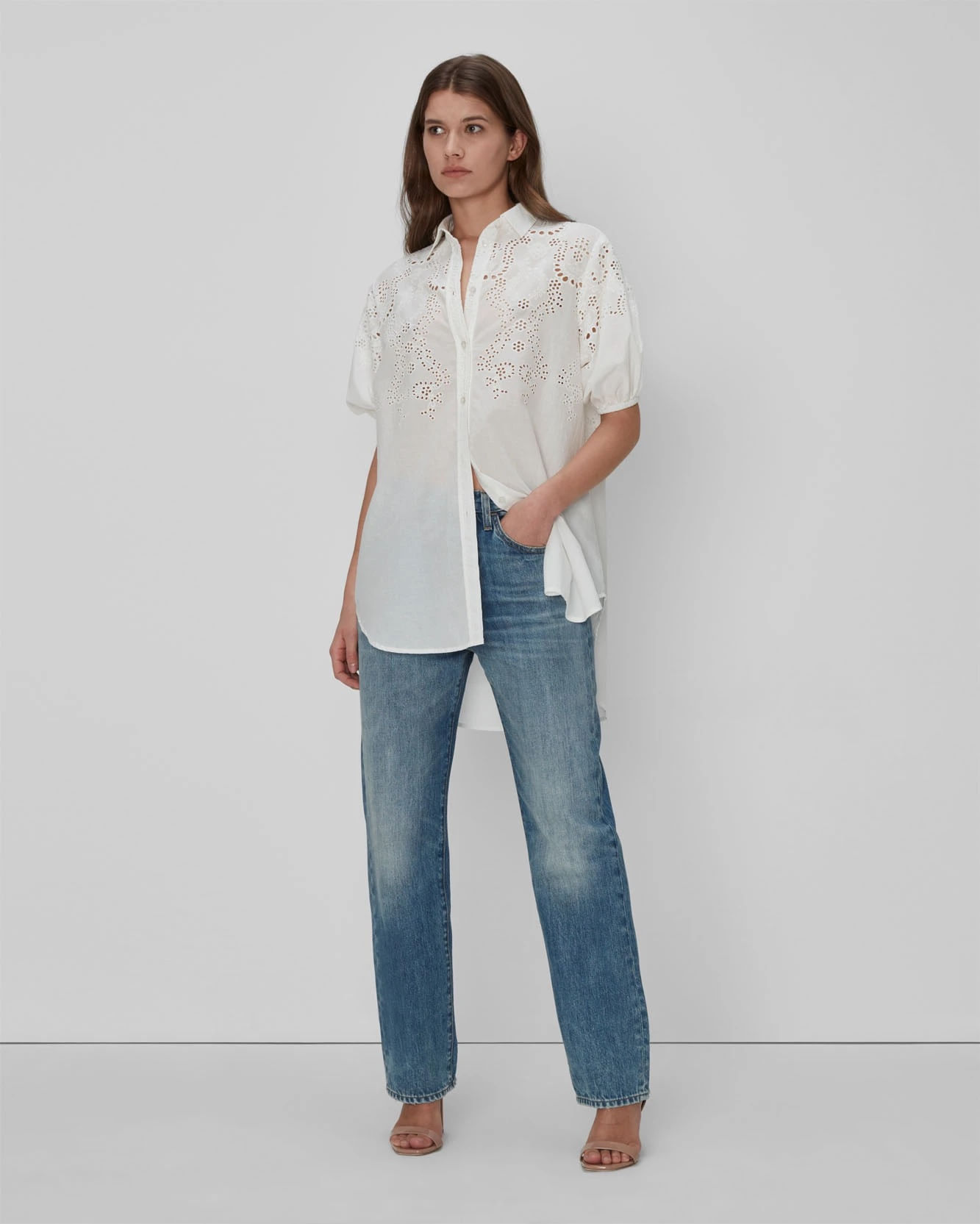 PUFF SLEEVE TUNIC IN WHITE